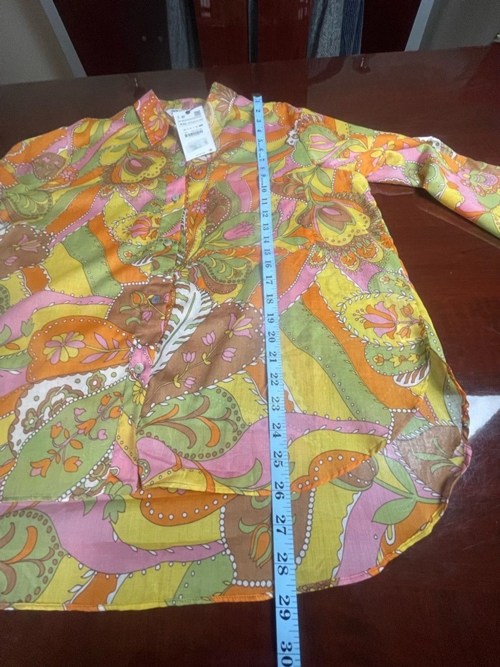 Zara ZARA XXL Retro 70s Psychedelic Floral Paisley Cotton Shirt Size XXL / US 16-18 / IT 52-54 - 6 Thumbnail