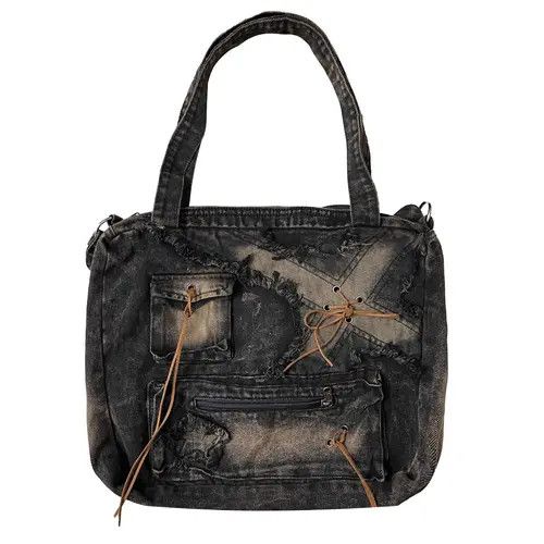 Vintage Vintage Black Denim Shoulder Bag Size ONE SIZE - 4 Thumbnail