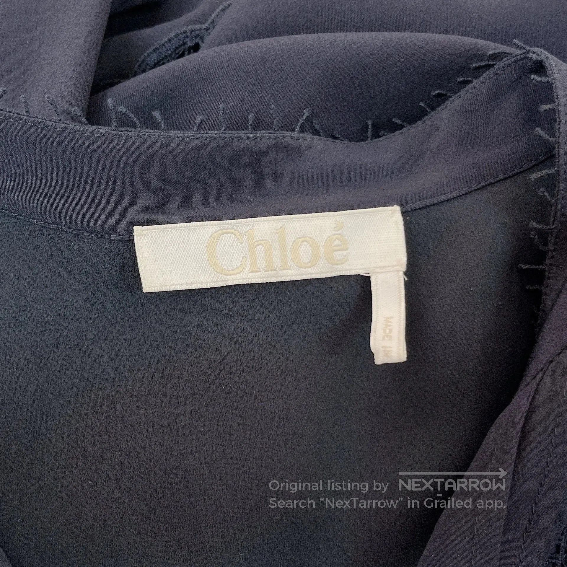 Chloe Chloe Navy Blue Silk Dress. Size XXS / US 00 / IT 34 - 7 Thumbnail