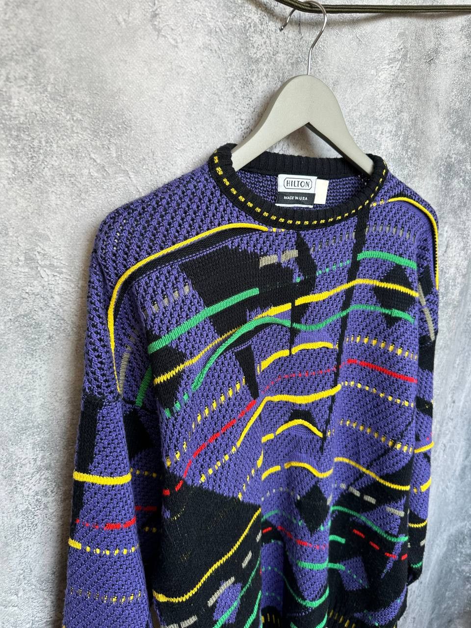 Coogi Hilton Coogi Style Knit Sweater USA 90s Acrylic Cubist Face Size US XL / EU 56 / 4 - 4 Thumbnail