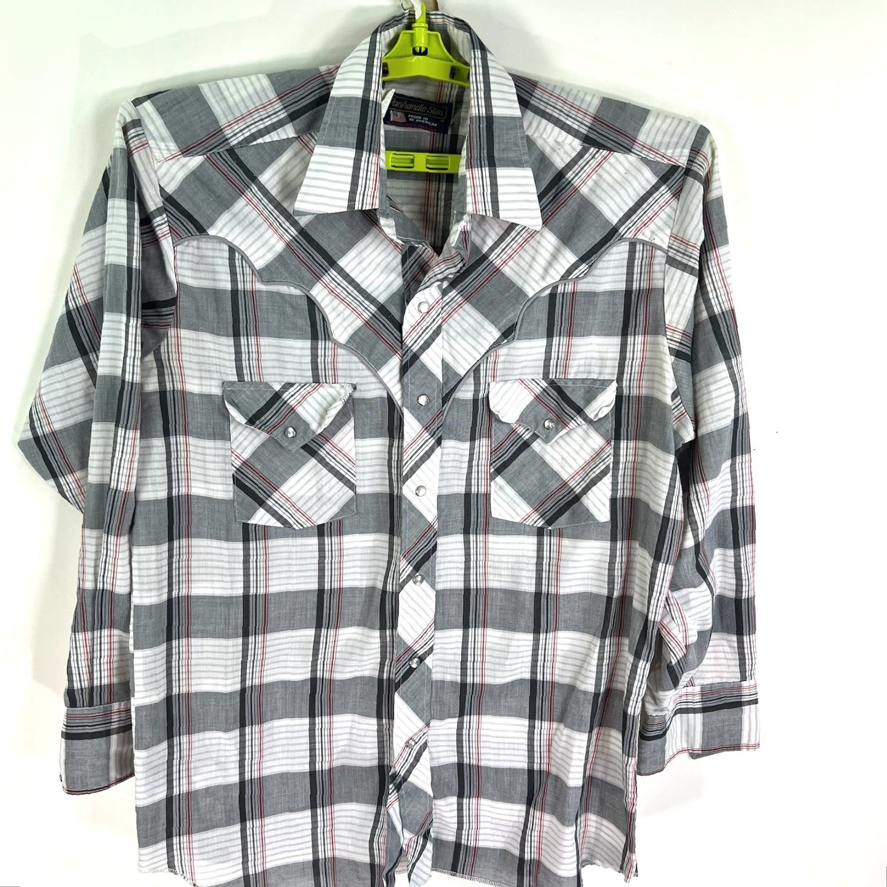 Vintage VINTAGE Panhandle Slim Pearl Snap Plaid Button Up Shirt Mens L Gray US Made Size US L / EU 52-54 / 3 - 2 Thumbnail