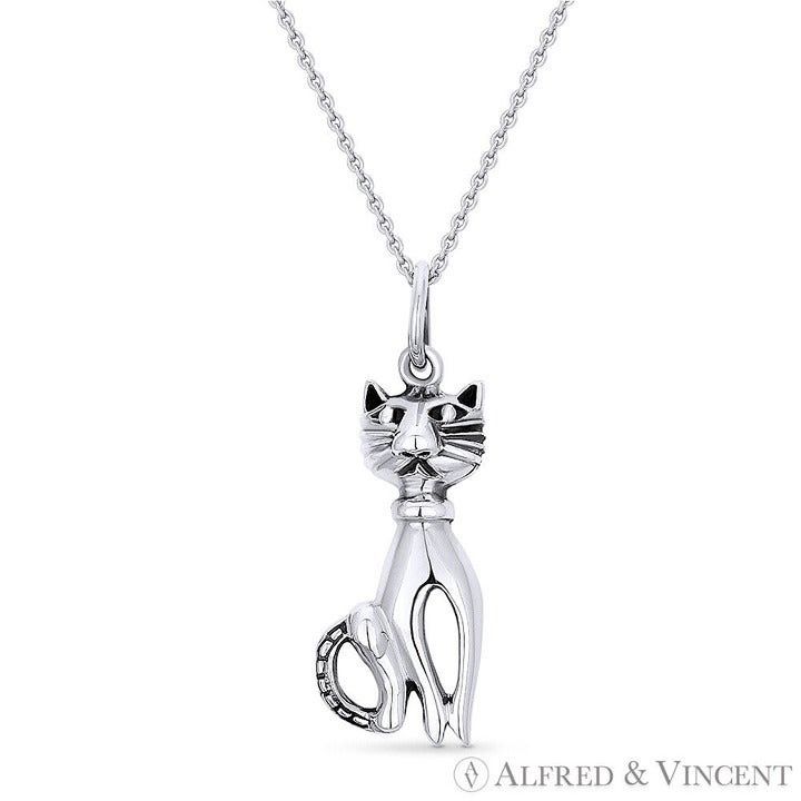 Other Cat Animal Charm Pendant in Oxidized .925 Sterling Silver Size ONE SIZE - 1 Preview
