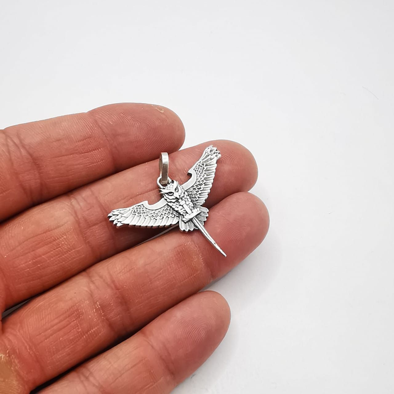Sterling Silver Vintage Owl Pendant 925 Sterling Silver 5.40g Size ONE SIZE - 2 Thumbnail