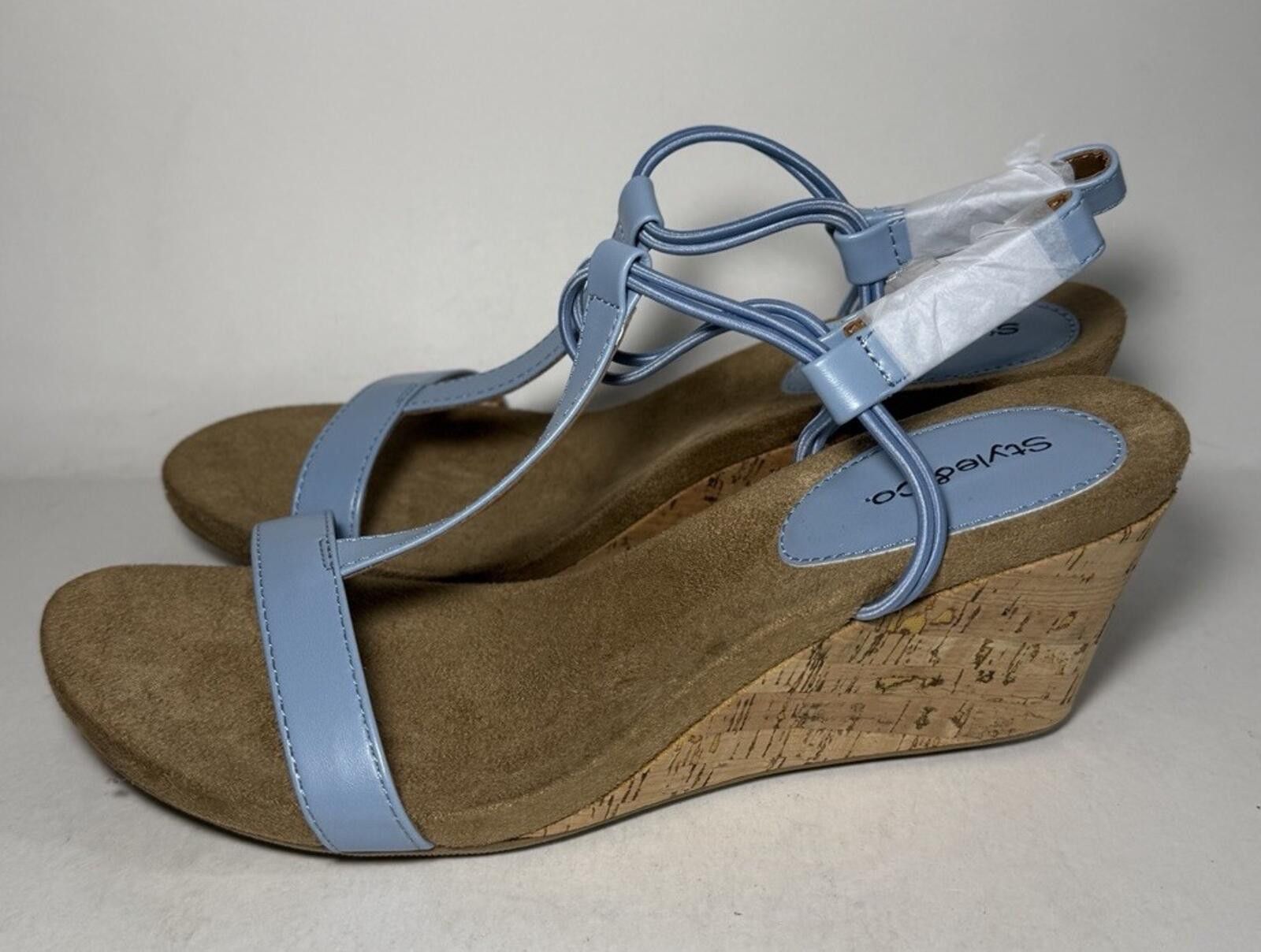 Style & Co Style & Co Mulan Wedge Heel Sandals Blue Size US 8.5 / IT 38.5 - 3 Thumbnail