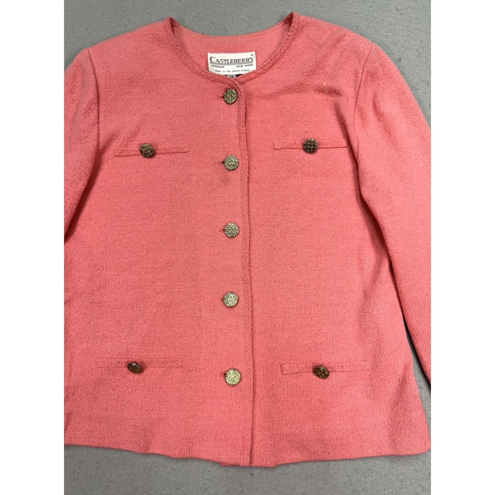 Pinko Vintage Castleberry Cardigan Pink Womens 14 Knit Button Front USA Size XL / US 12-14 / IT 48-50 - 4 Thumbnail