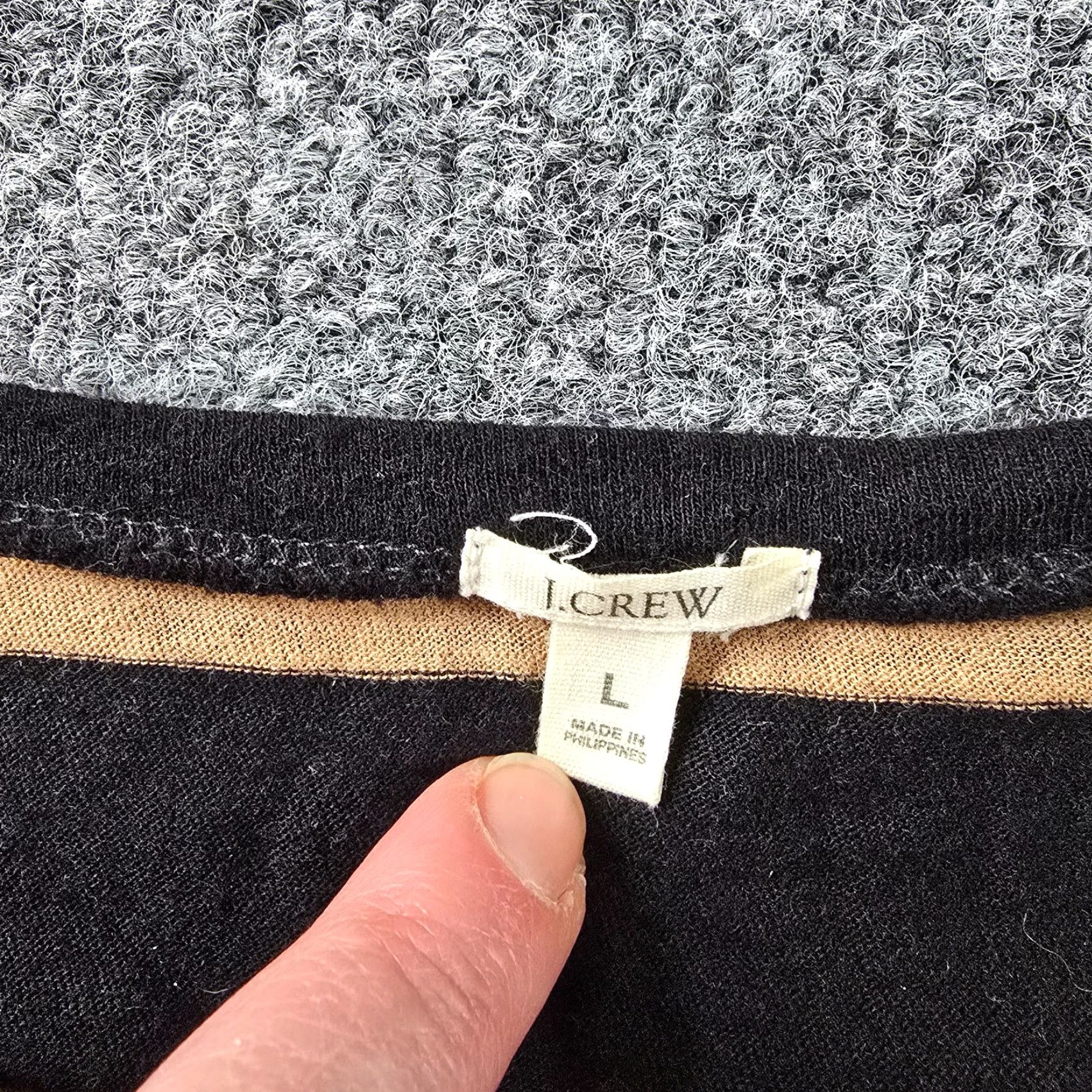 J.Crew J Crew Sweater Womens Size Large Black Tan Striped Wool Lightweight Capsule Size L / US 10 / IT 46 - 4 Thumbnail