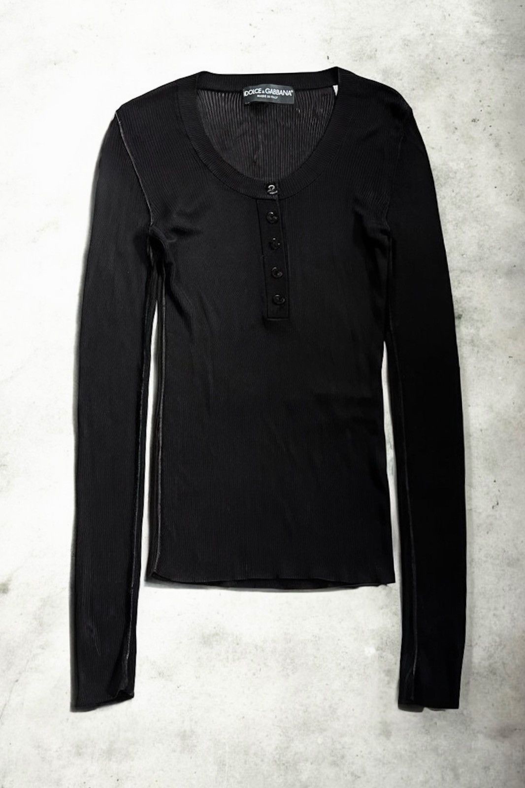 Dolce & Gabbana A/W 2008 Dolce & Gabbana Transparent Ribbed Long-Sleeve Top Size M / US 6-8 / IT 42-44 - 1 Thumbnail