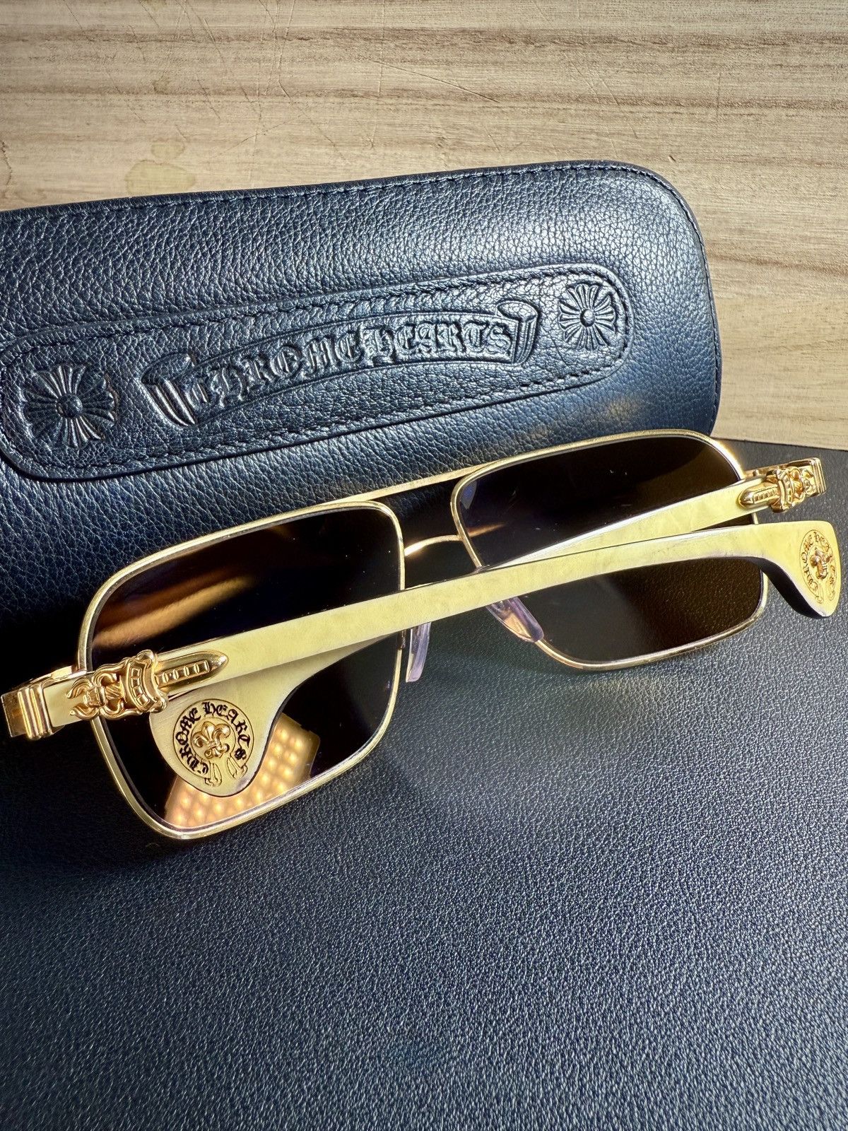 Chrome Hearts Chrome Hearts THROB Sunglasses Gold Filled White Ebony Size ONE SIZE - 1 Thumbnail