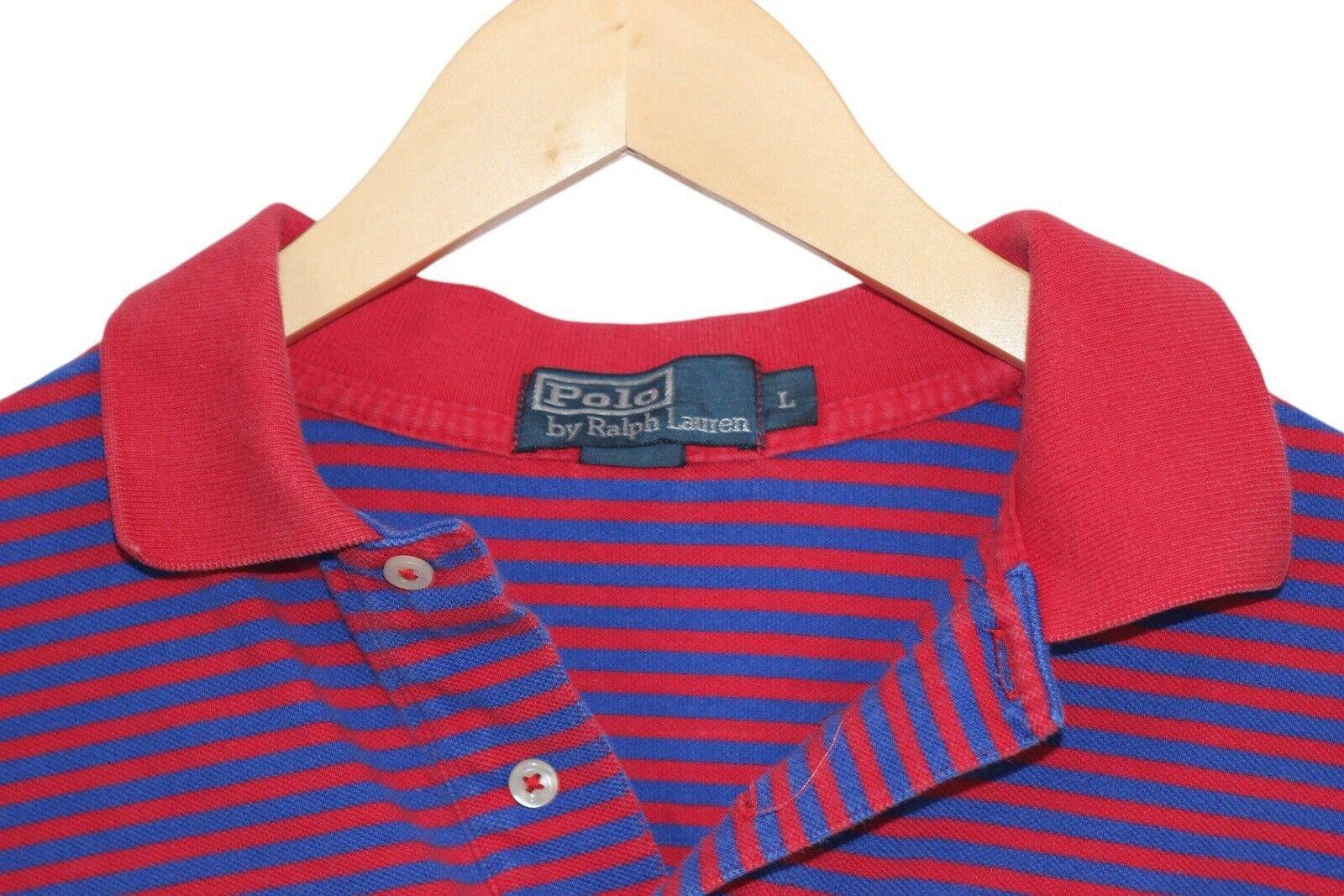 Polo Ralph Lauren Vintage Polo Ralph Lauren Red Blue Striped Polo Shirt Men L Size US L / EU 52-54 / 3 - 3 Thumbnail