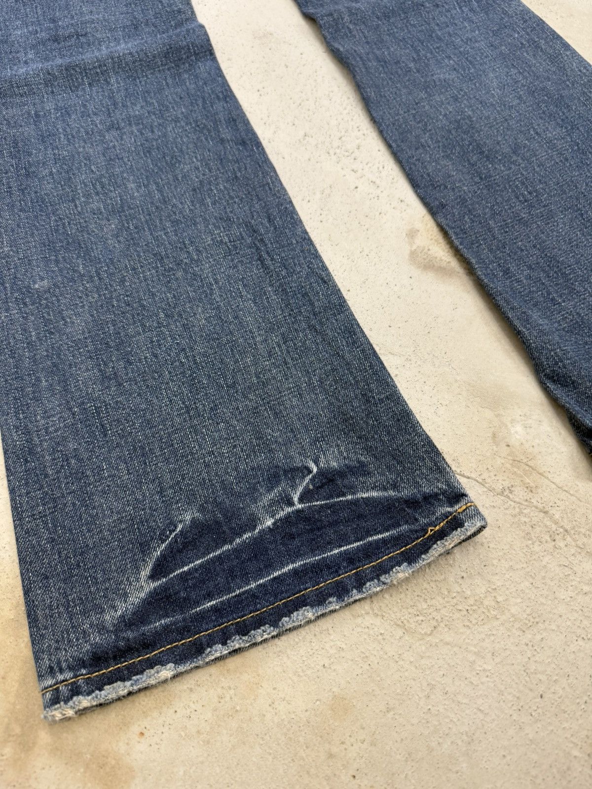 Japanese Brand Back Number Flare Carpenter Whisker Denim Pants Size US 31 - 15 Thumbnail