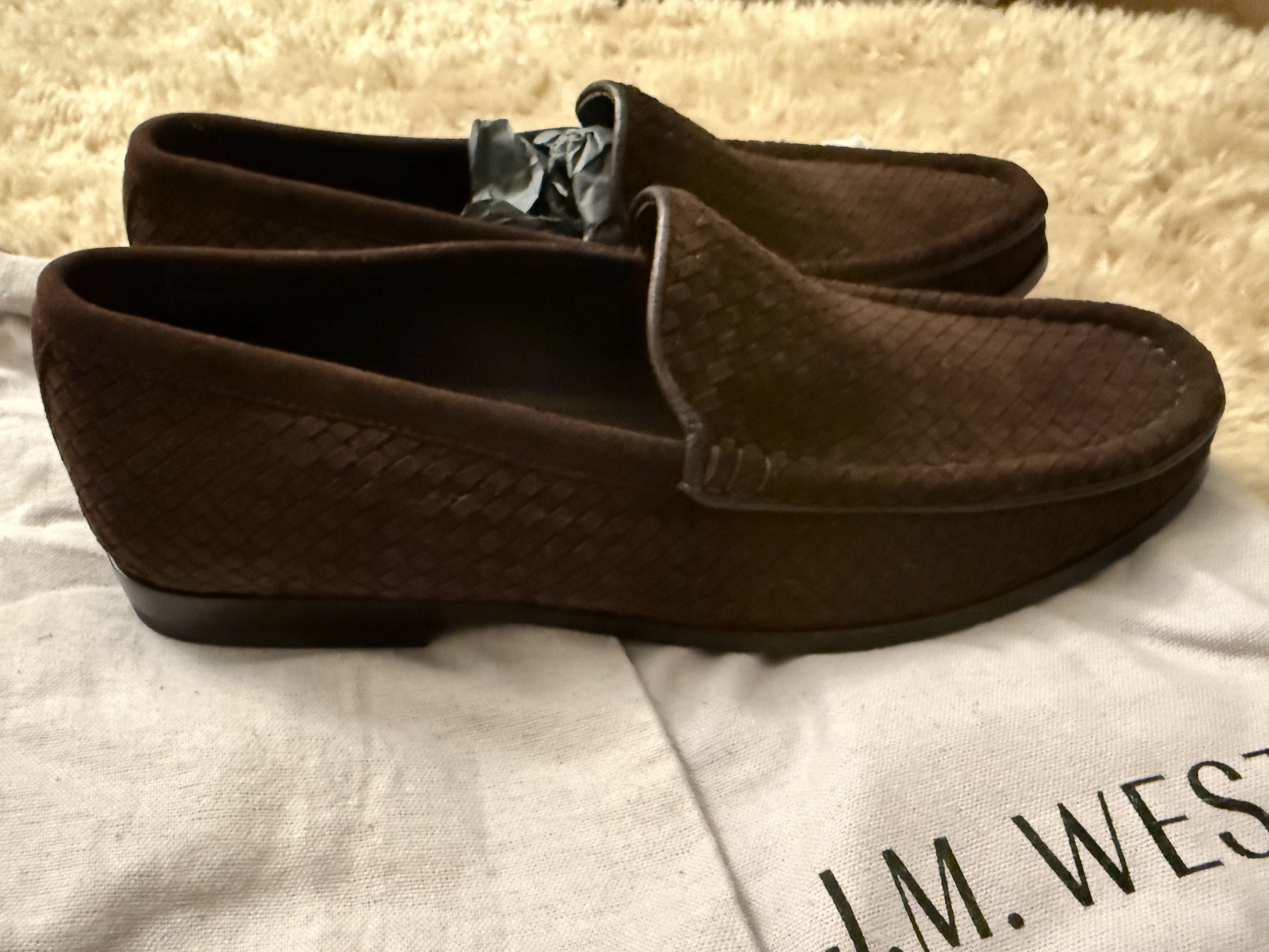J.M. Weston J.M. WESTON Woven Supple Ebony Suede Goatskin Loafers -Brown Size US 9 / EU 42 - 5 Thumbnail