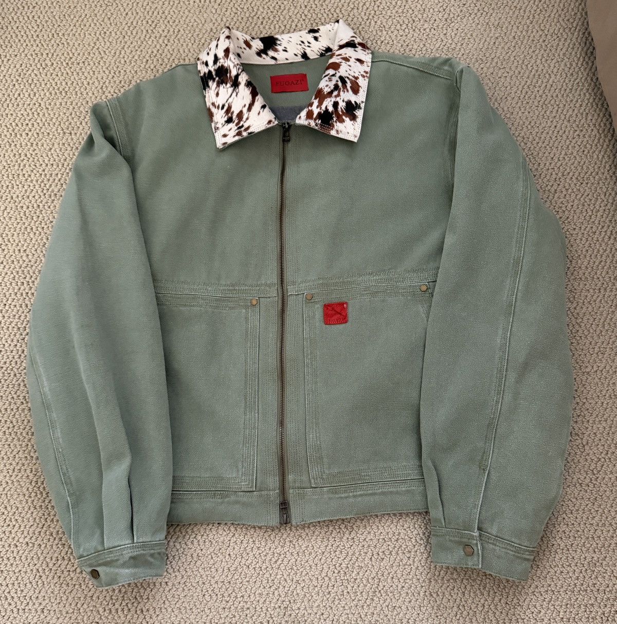 Fugazi Pony Collar Work Jacket Washed Olive Size US L / EU 52-54 / 3 - 1 Thumbnail