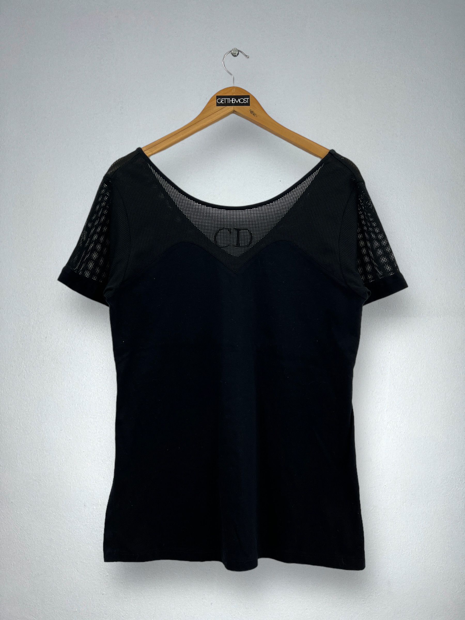 Dior Vintage Christian Dior Mesh V-Neck Blouse (L) GTMPT702 Size L / US 10 / IT 46 - 1 Thumbnail