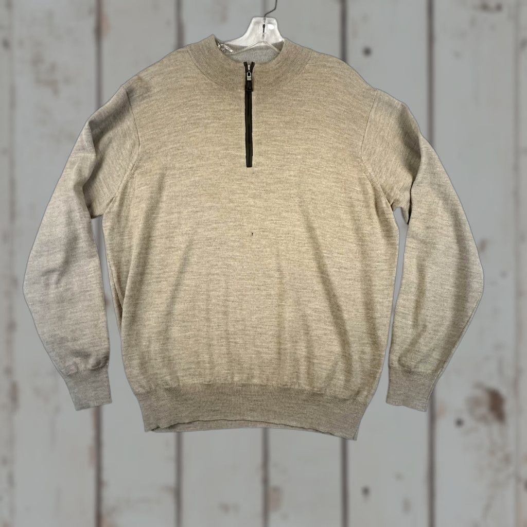 Peter Millar Peter Millar Sweater Mens XL Beige Mock Neck 1/4 Zip Pullover Merino Wool Blend Knit Solid Vintage No hole Flaw Size US XL / EU 56 / 4 - 1 Thumbnail