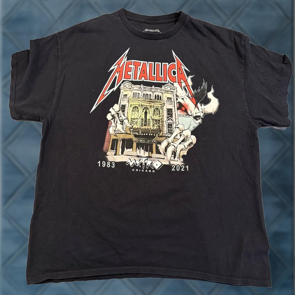 Etro RARE Metallica 2021 Secret Show Chicago Metro T Shirt XL Black Cotton Crew Neck Short Sleeve Graphic Print Size US XL / EU 56 / 4 - 1 Thumbnail