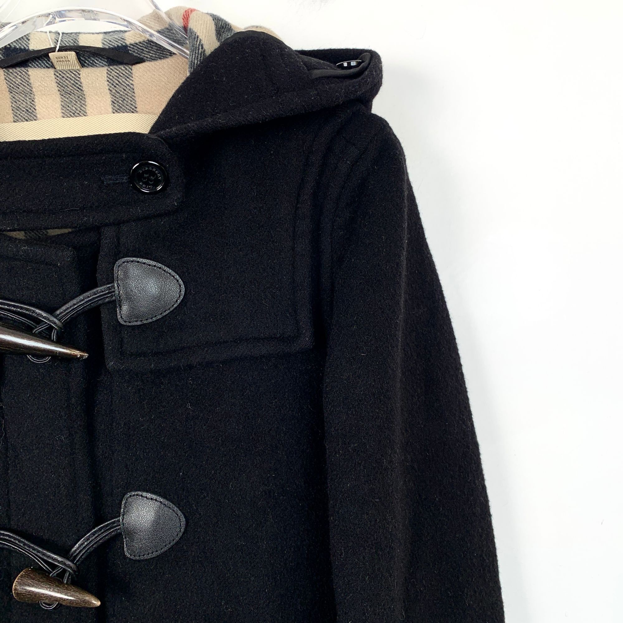 Burberry Burberry Black Wool Hooded Toggle Coat (Size XS) Size XS / US 0-2 / IT 36-38 - 6 Thumbnail