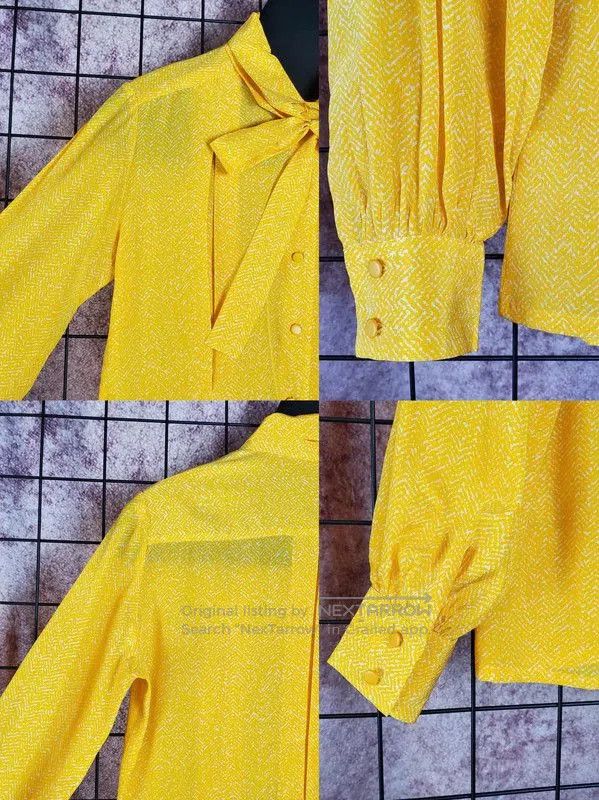 Dior Dior Yellow Silk Patterned Long Sleeve Shirt . Size S / US 4 / IT 40 - 5 Thumbnail