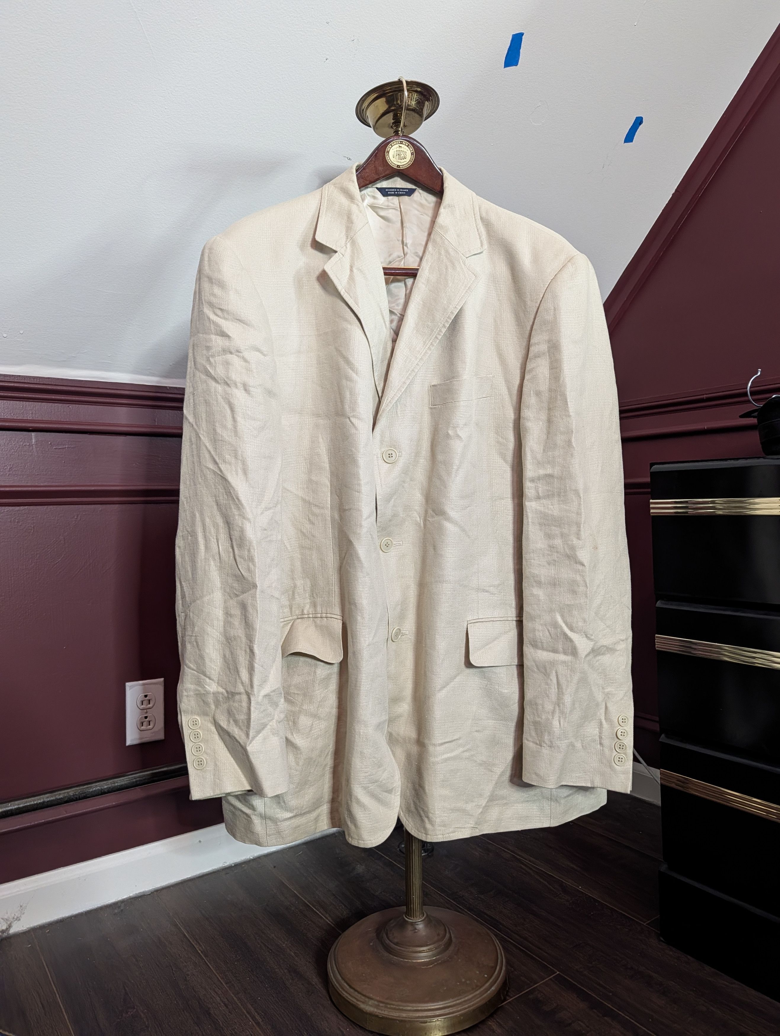 Faconnable Cream 100% pure LINEN unstructured sport coat XL Size US XL / EU 56 / 4 - 1 Thumbnail