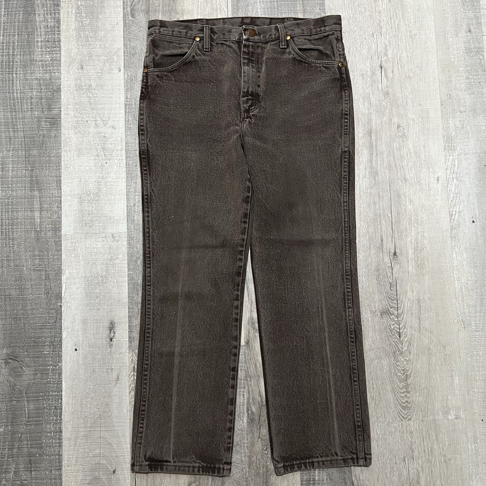 Wrangler VTG Wrangler Brown Denim Cowboy Jeans Straight Leg Faded Y2K Size US 34 / EU 50 - 1 Thumbnail
