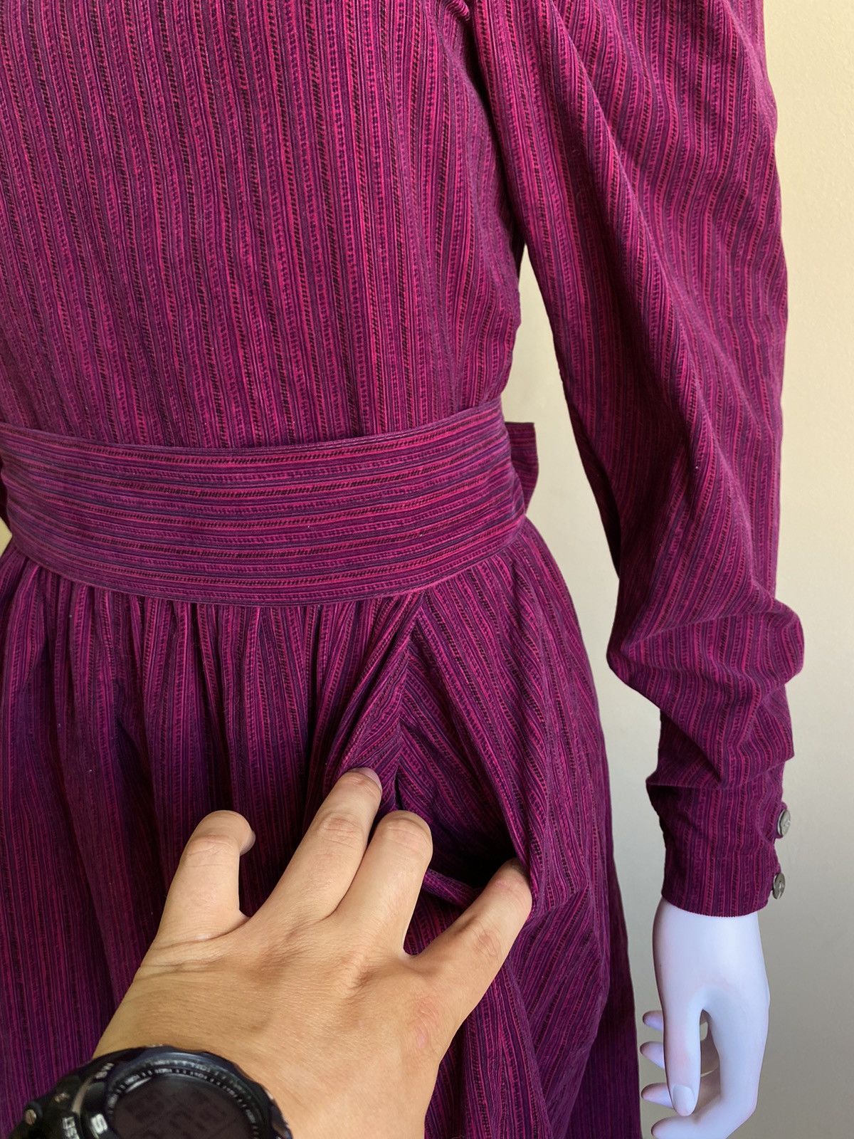 Laura Ashley Vintage 80s Laura Ashley Pink/Purple Belted Midi Dress Size M / US 6-8 / IT 42-44 - 9 Thumbnail
