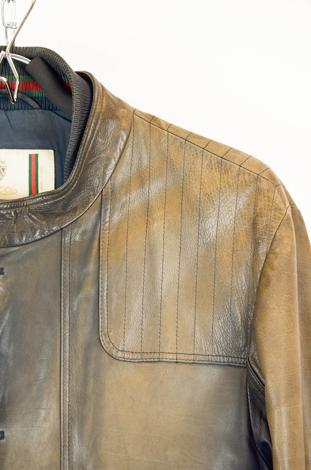 Gucci Gucci Vintage Distressed Leather Field Jacket – Size 50 Size US M / EU 48-50 / 2 - 10 Thumbnail