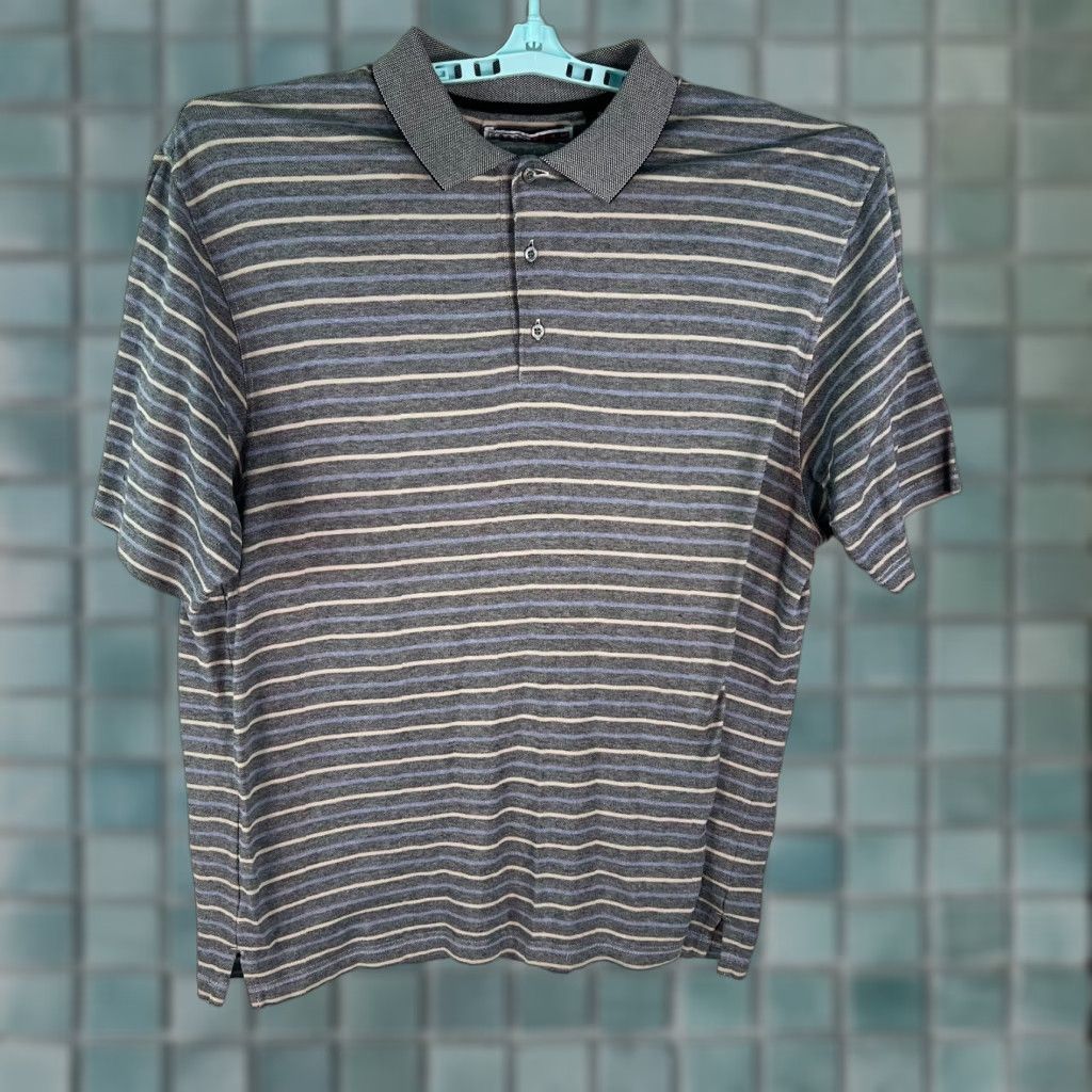 Vintage Grand Slam Mens Striped Cotton Mercerized Dry Knit Dynamics Gray Polo T Shirt XL Size US XL / EU 56 / 4 - 1 Thumbnail