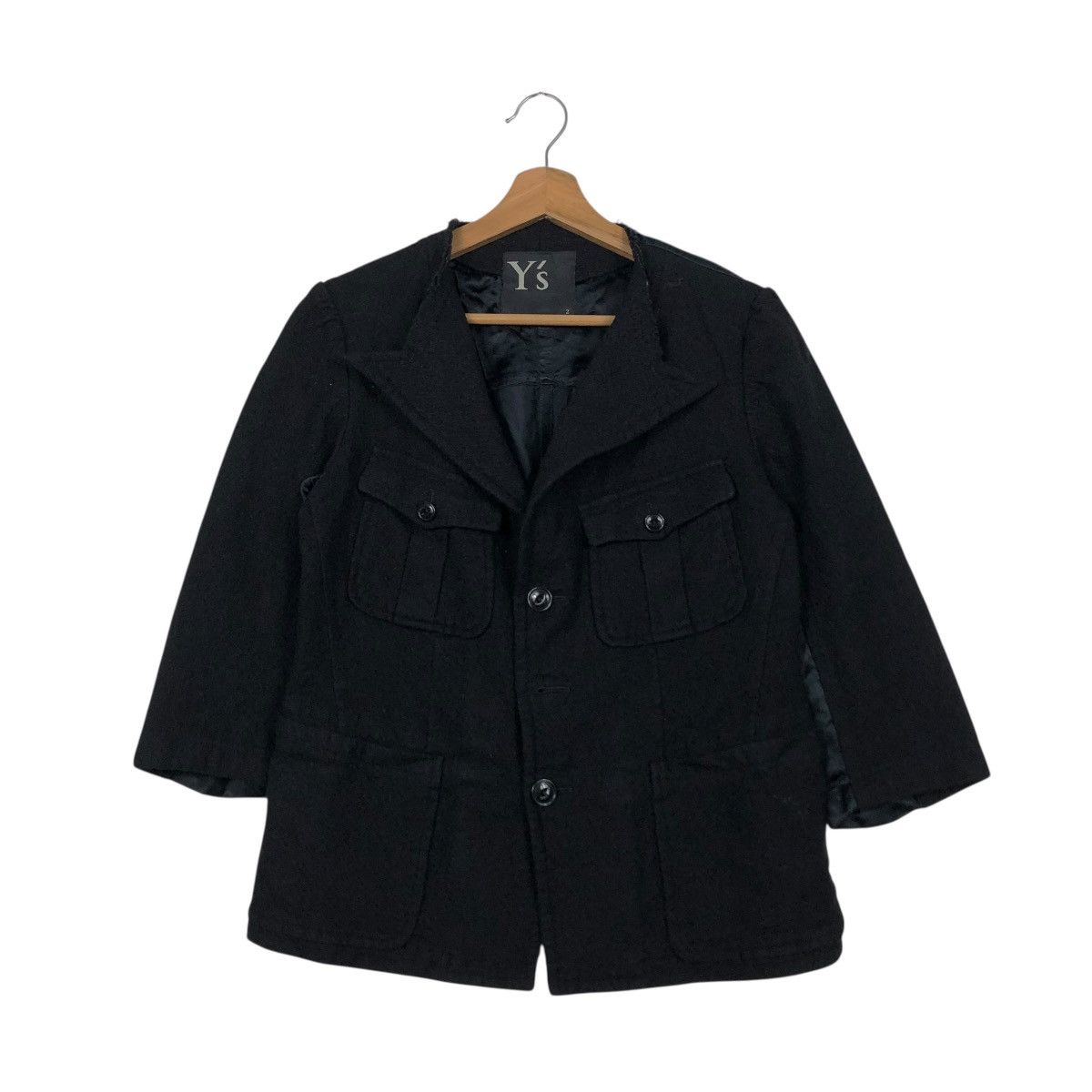 Yohji Yamamoto 🔥RICH BLACK CROPPED WOOL JACKET WORKER Y’S YOHJI YAMAMOTO Size M / US 6-8 / IT 42-44 - 1 Thumbnail