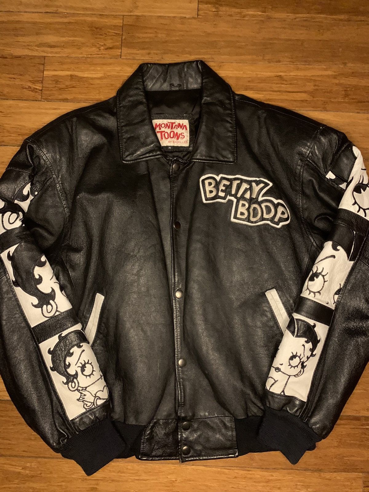 Betty Boop Leather Mens Jacket Medium Black/Red popular