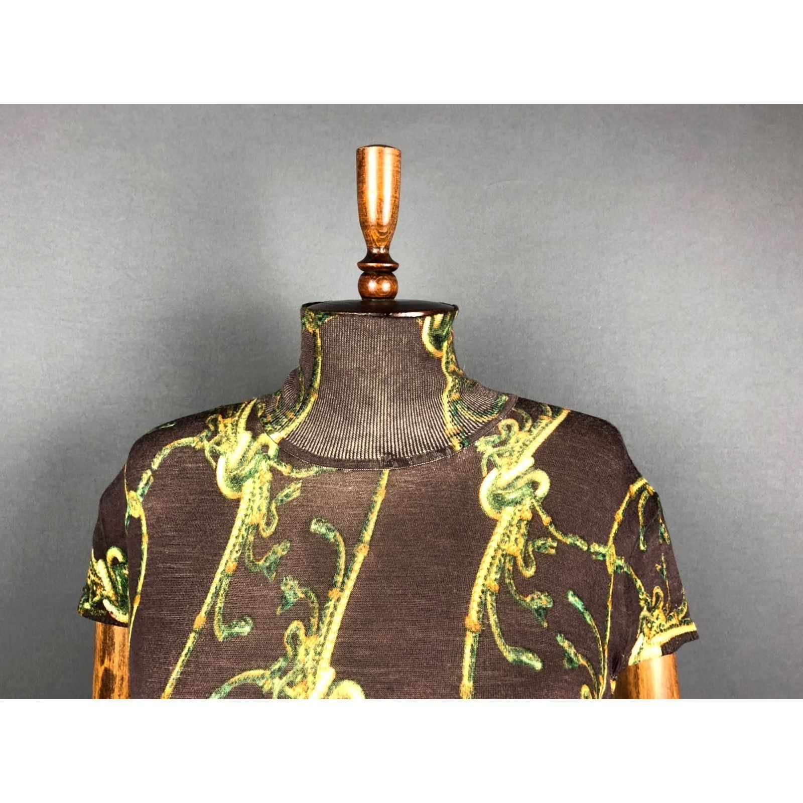 Roberto Cavalli Class Roberto Cavalli Top Wool Brown Geometric Patterned Short Sleeve Turtleneck Pullover Blouse Women Size 16 Size XXL / US 16-18 / IT 52-54 - 7 Thumbnail