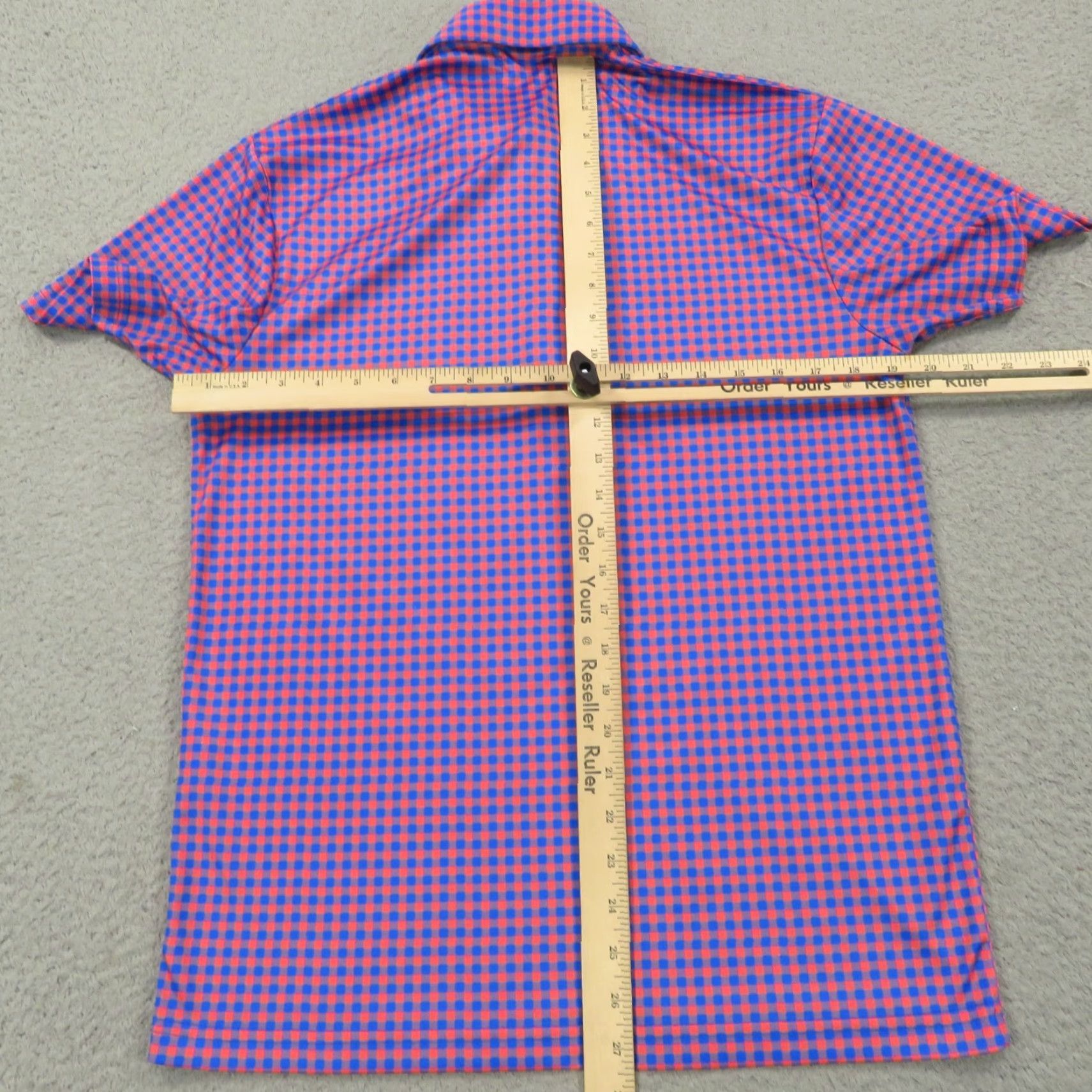 CO Collars & Co Polo Shirt Mens Blue Red Short Sleeve Collared Button-Up Gingham Check Dress Office Golf Modern Classic Size US S / EU 44-46 / 1 - 7 Thumbnail