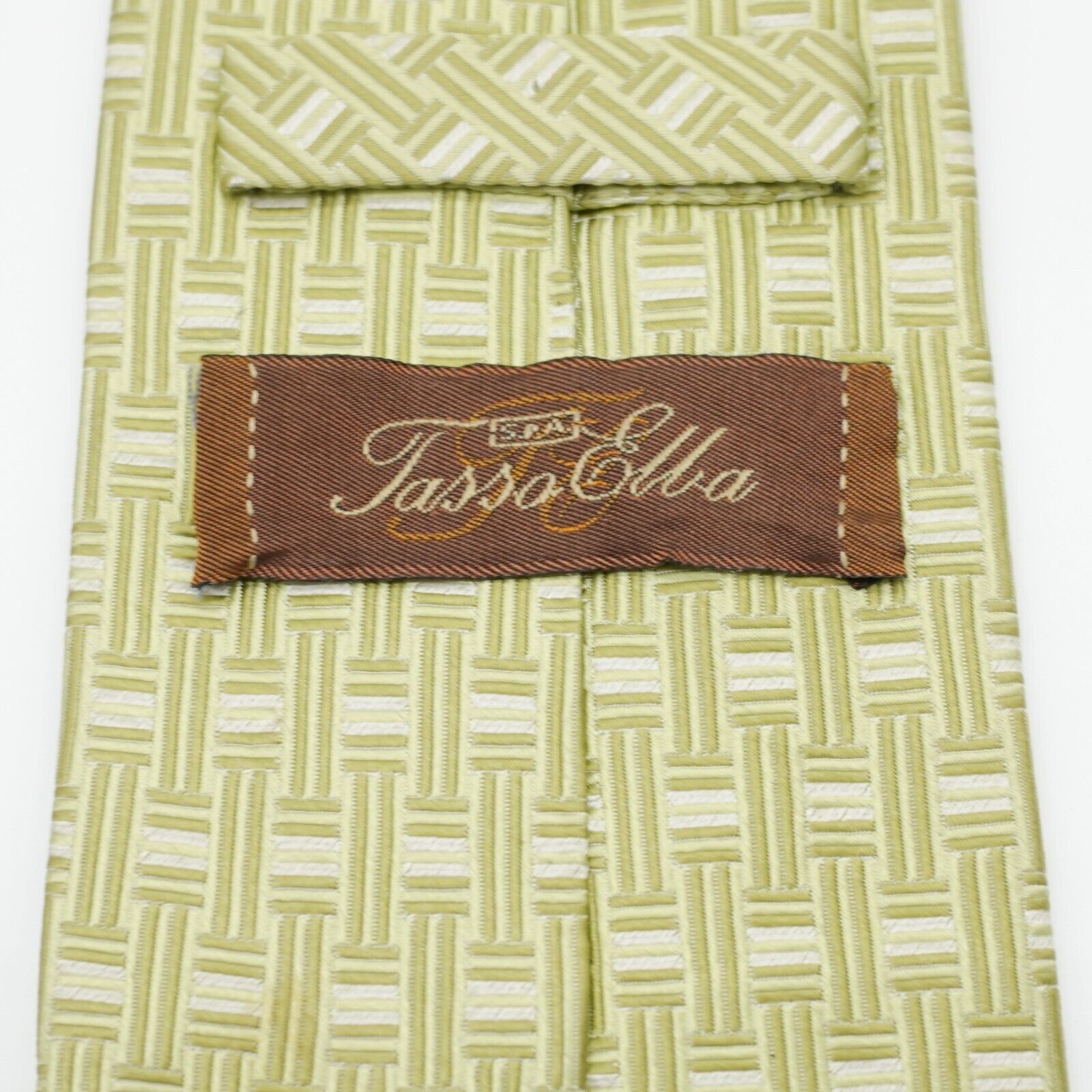 Tasso Elba Tasso Elba Green Woven Basketweave Long Wide Silk Tie Size ONE SIZE - 3 Thumbnail
