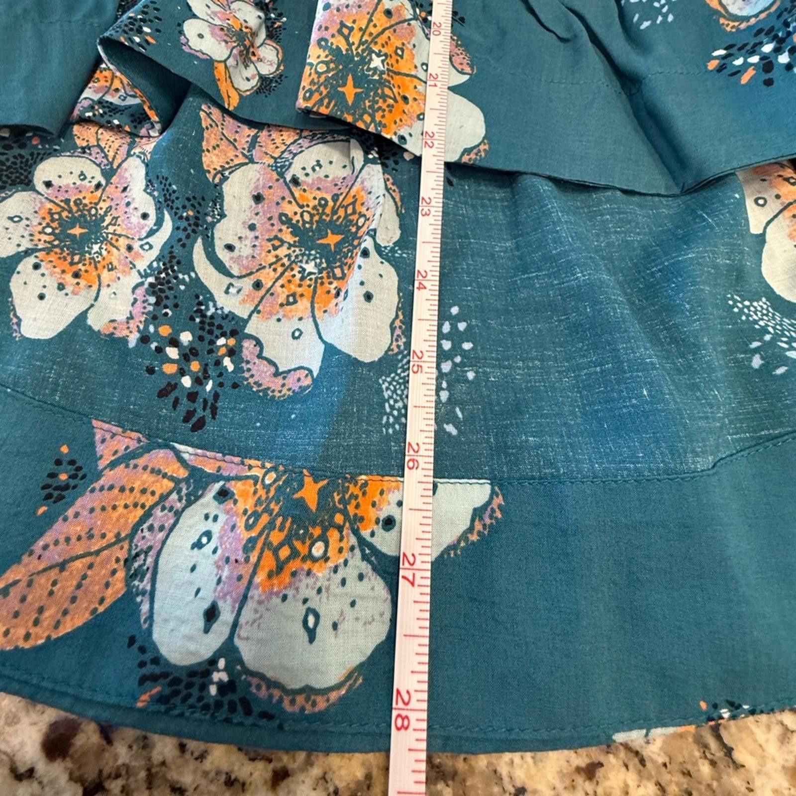 Other Free People teal floral boho top dolman long sleeve SZ XS Size XS / US 0-2 / IT 36-38 - 11 Thumbnail
