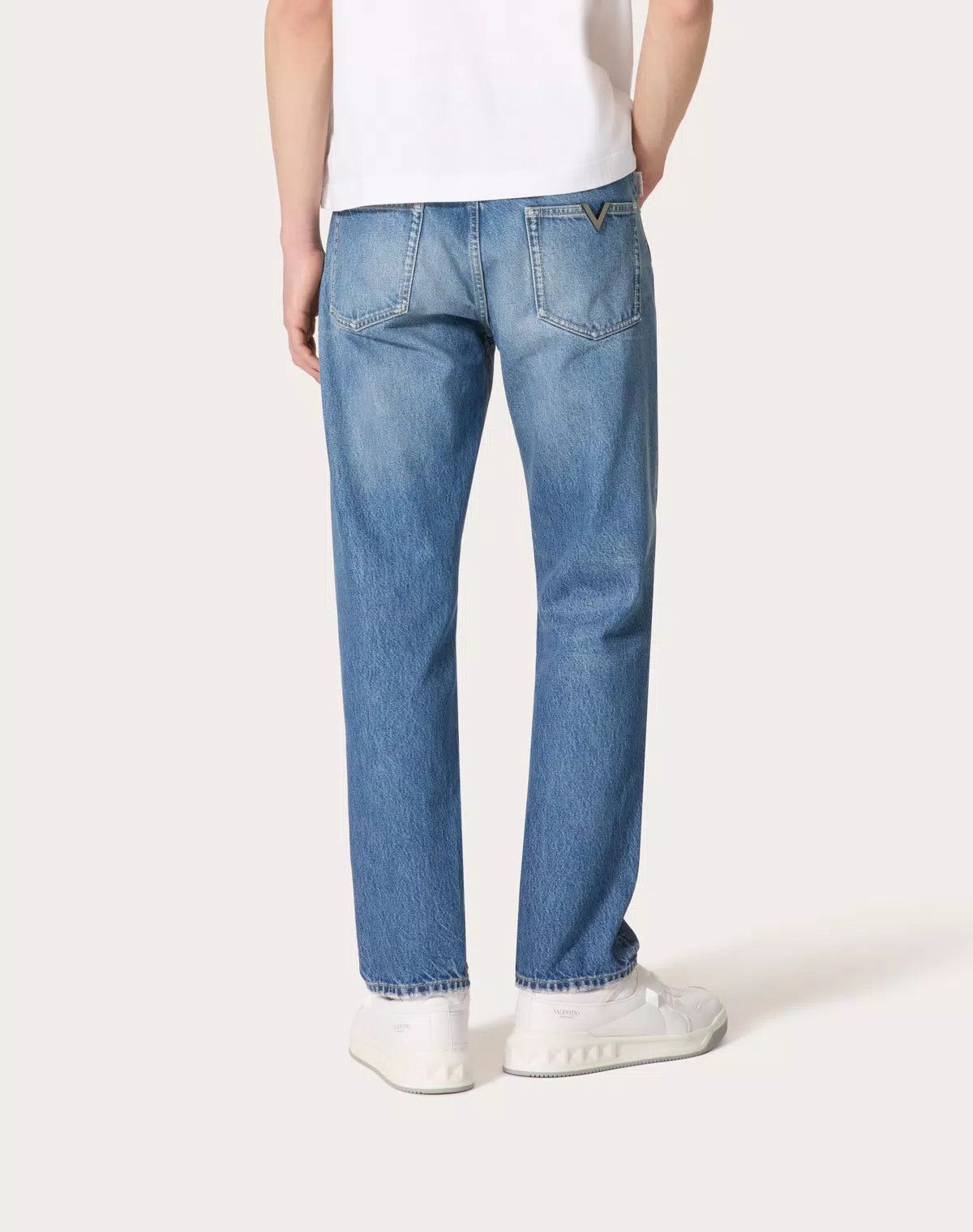 Valentino oc11z0625 Denim Trousers Metallic V Detail in Denim Blue Size US 31 - 6 Thumbnail