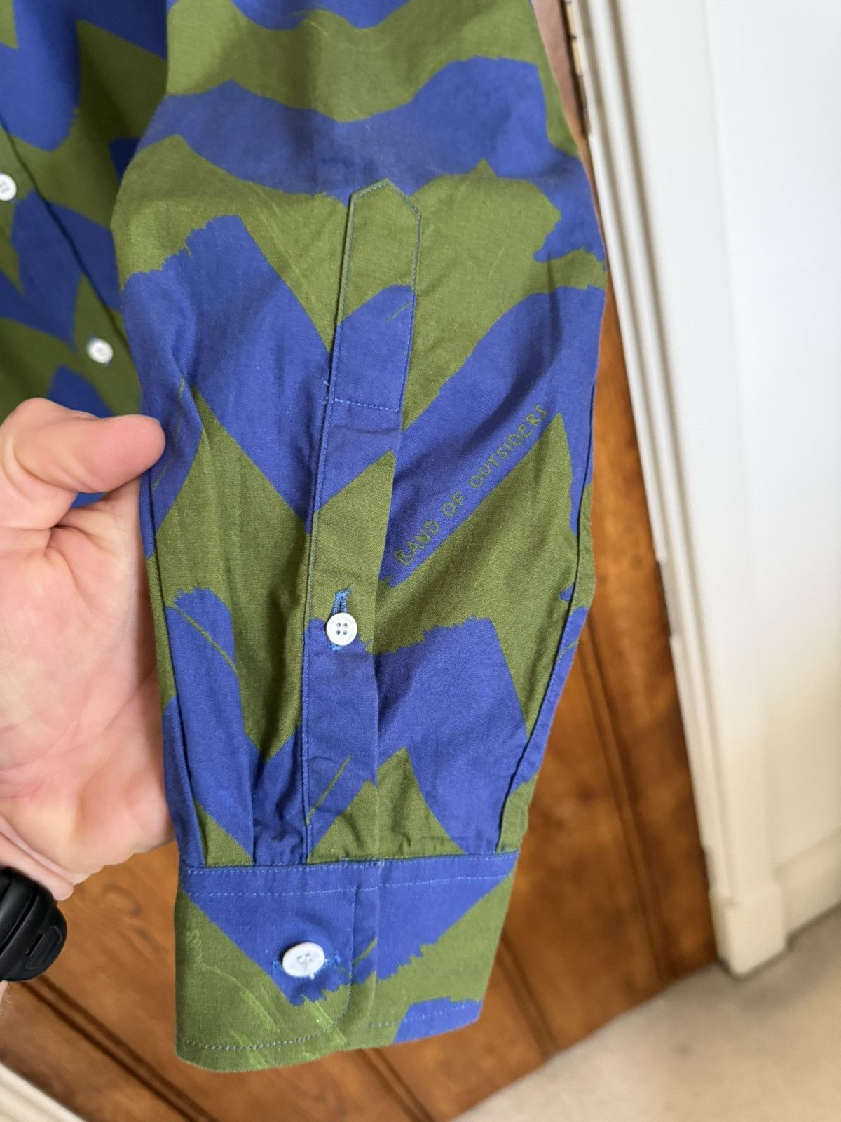 Band Of Outsiders Band of Outsiders blue green squiggle logo shirt Size US M / EU 48-50 / 2 - 13 Thumbnail