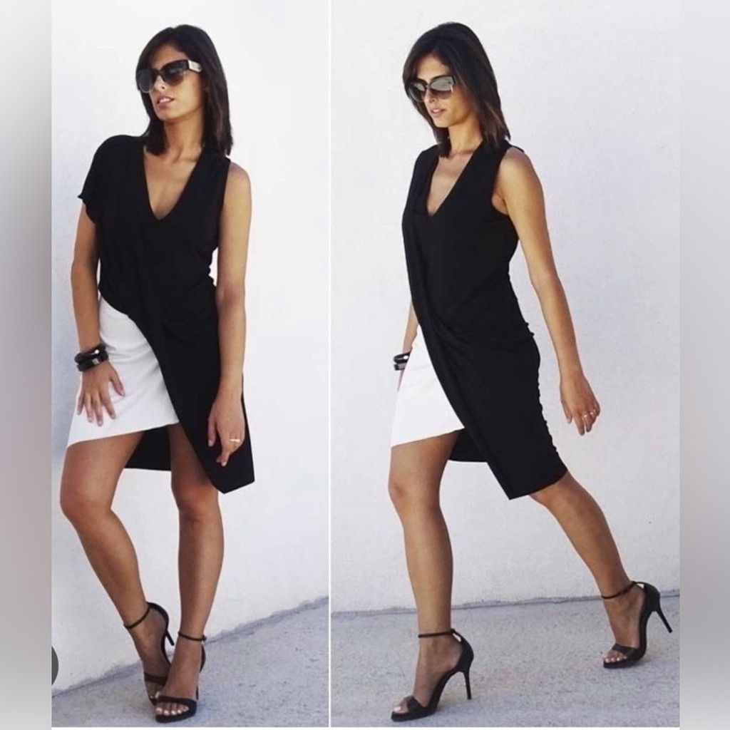 Zara Zara W&B Collection Asymmetrical Draped Dress | EUC | Sz S Size S / US 4 / IT 40 - 2 Thumbnail