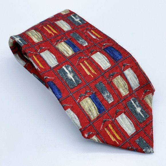 Ermenegildo Zegna Ermenegildo Zegna Red and Blue Geometric Tie Size ONE SIZE - 1 Thumbnail