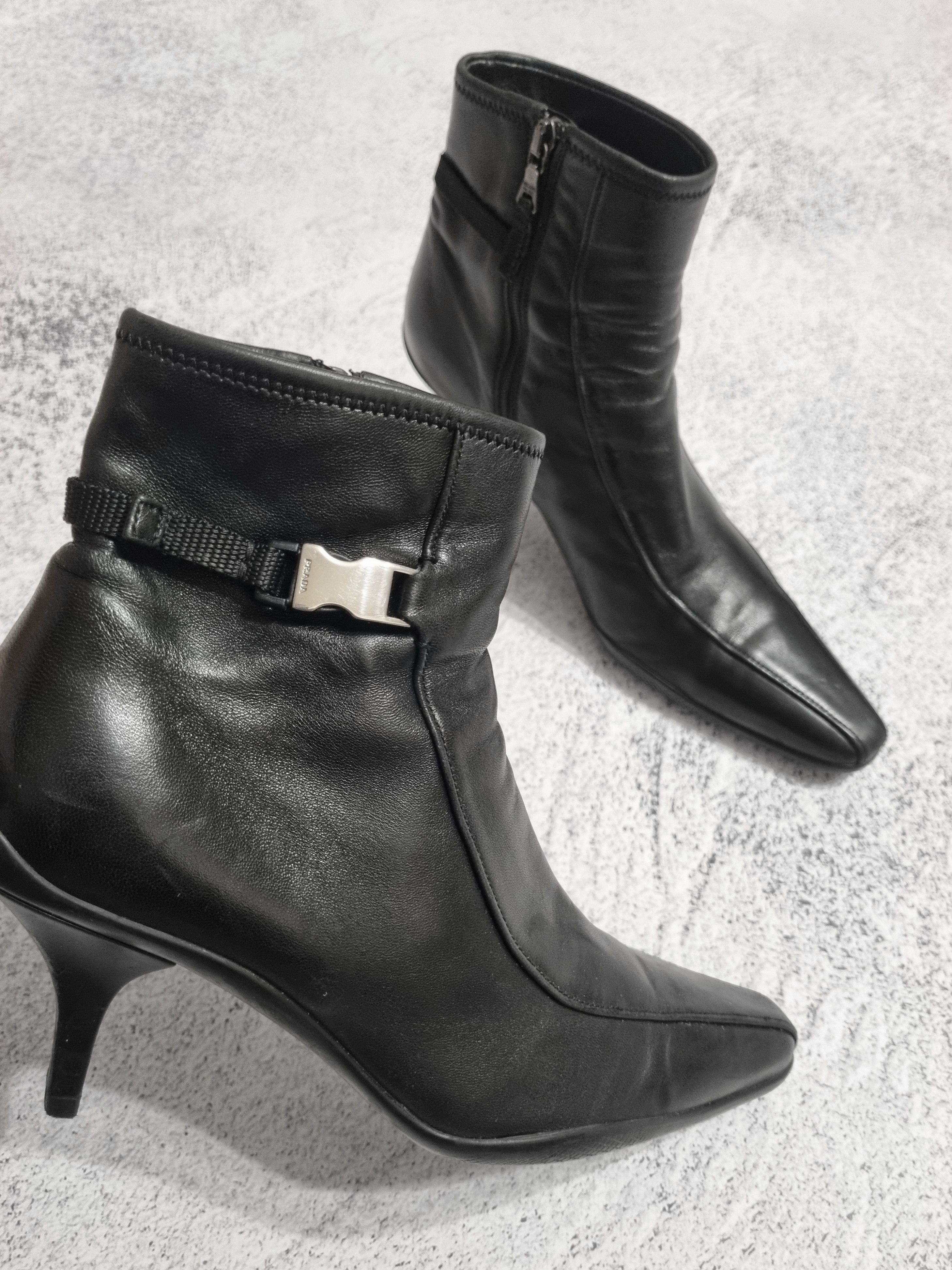 Prada Vintage Prada Leather Black Ankle Boots Size US 9 / IT 39 - 3 Thumbnail