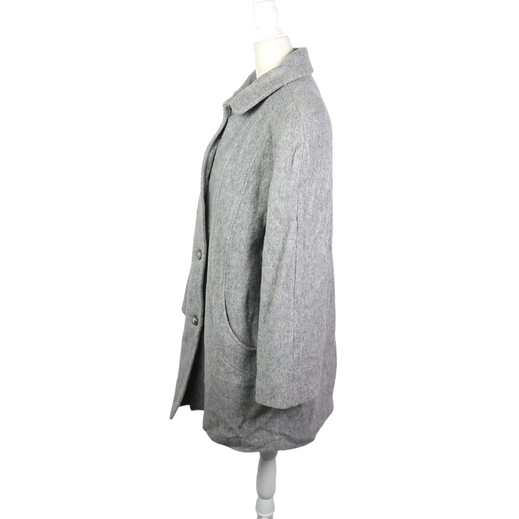 Vintage VINTAGE Herman Kay Coat Wool Mid-Length Heather Grey Womens 12 Overcoat Button Long Sleeve 90s Fall Winter Workwear Casual Size XL / US 12-14 / IT 48-50 - 3 Thumbnail