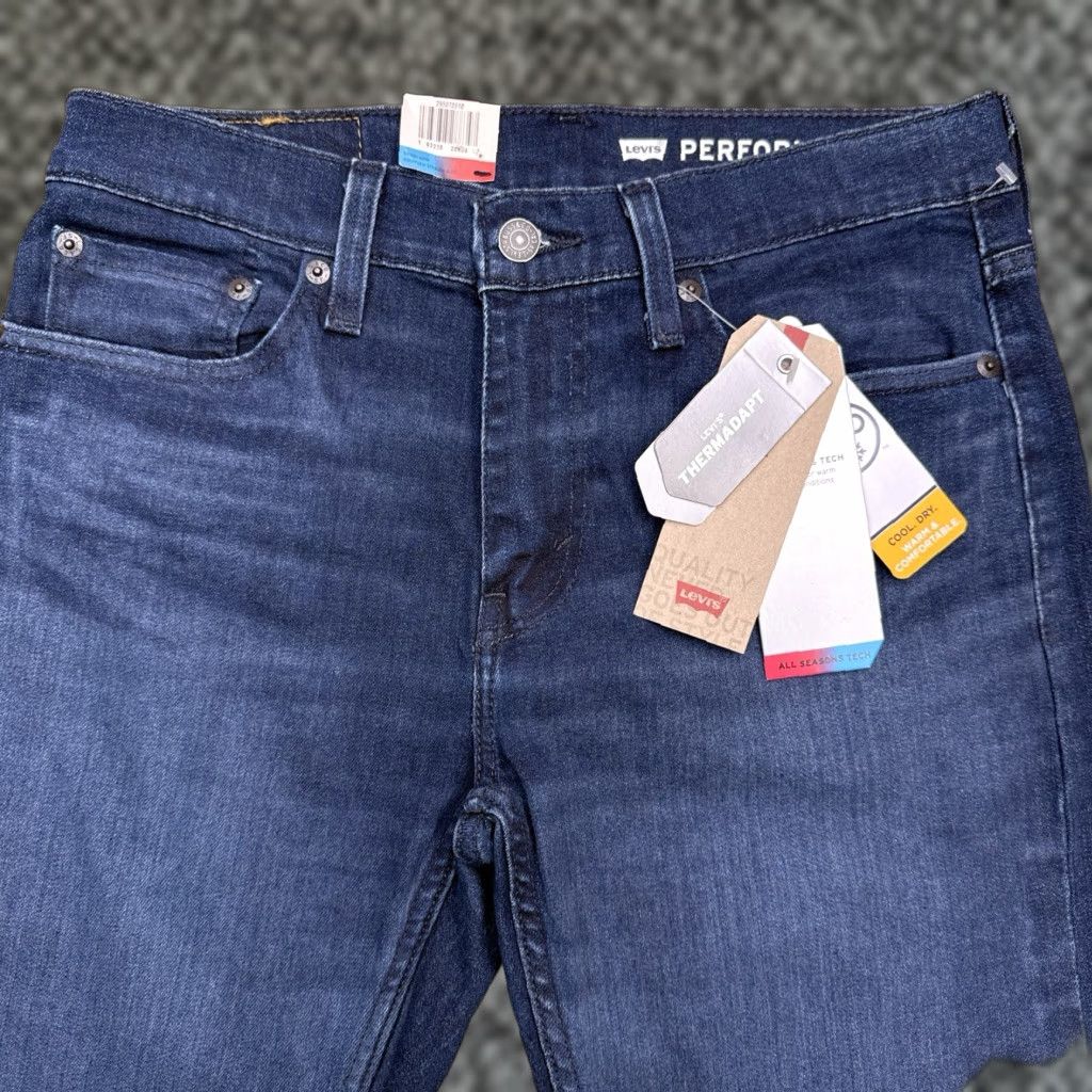 Levi's Levi's 502 Jeans Mens 29x32 Taper Stretch Denim Blue Regular Fit City 5-Pocket Logo Jeans Mens Size US 29 - 1 Thumbnail