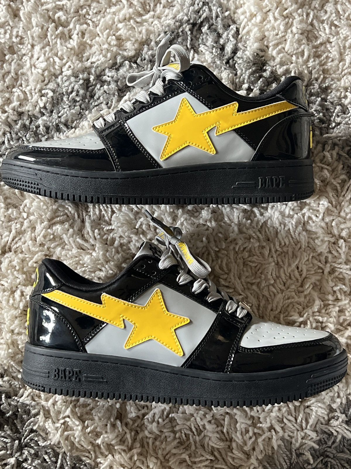 靴 A bathing ape BAPESTA Batman DC 2007 DC COMICS Batman BAPE STA Patent Leather sneakers NIGO