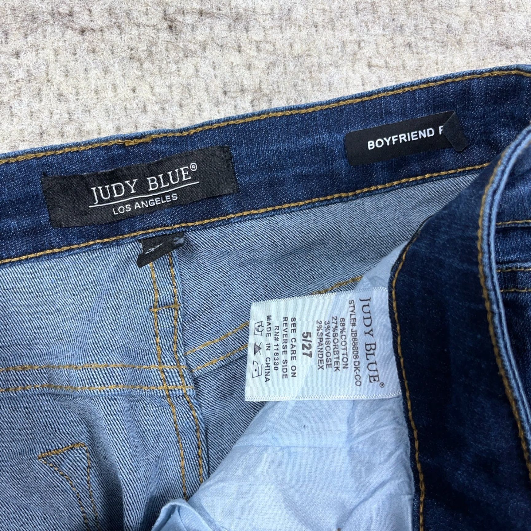 Denime Judy Blue Jeans Women 27 Boyfriend Fit Med Wash Denim Blue 5-Pocket Design Regular Stretch Pants A45 Size 27" / US 4 / IT 40 - 4 Thumbnail