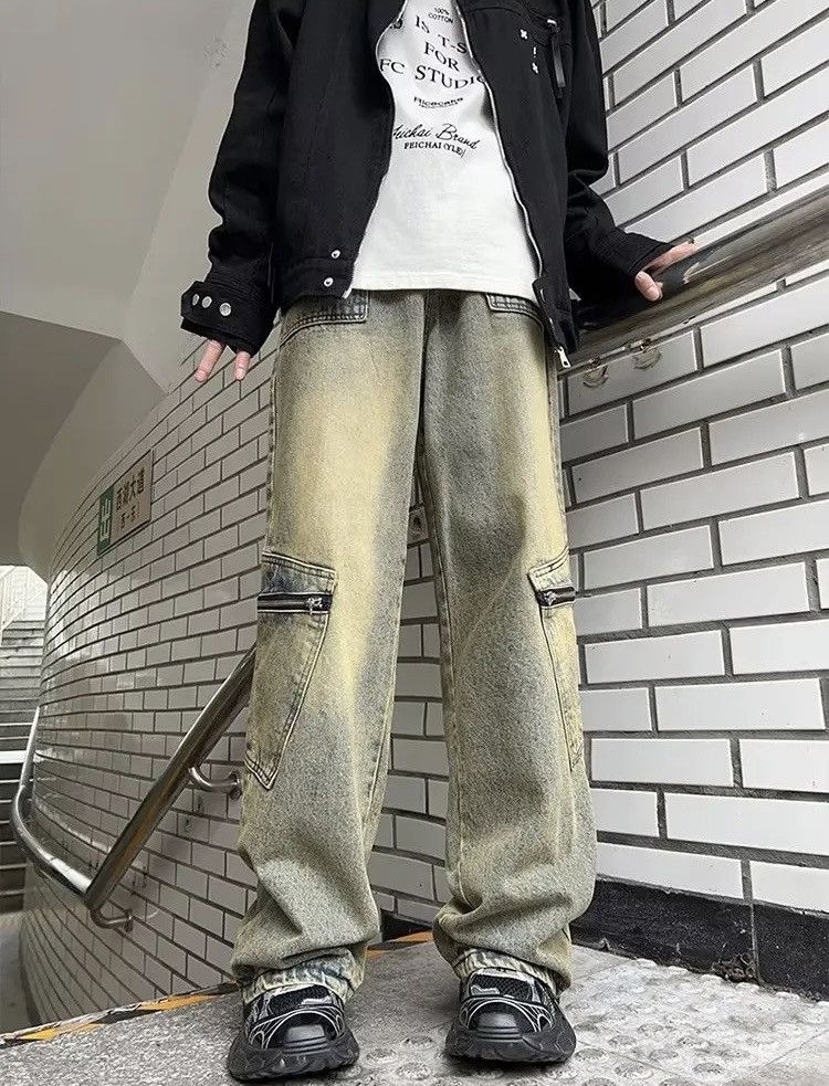 Vintage Washed cargo pants jeans y2k Size US 34 / EU 50 - 2 Thumbnail
