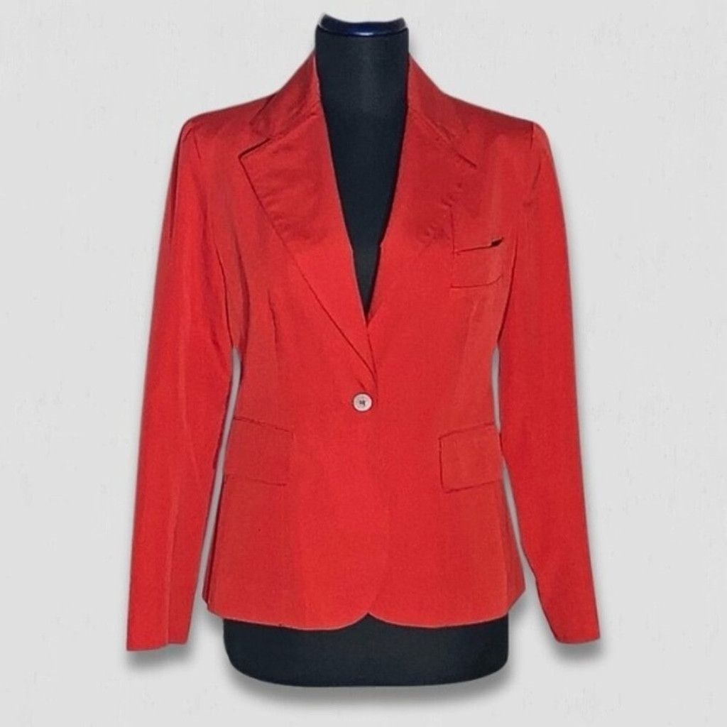 Evan Picone Evan Picone Blazer Tailored Jacket Linen Cotton Red Small Size S / US 4 / IT 40 - 1 Thumbnail