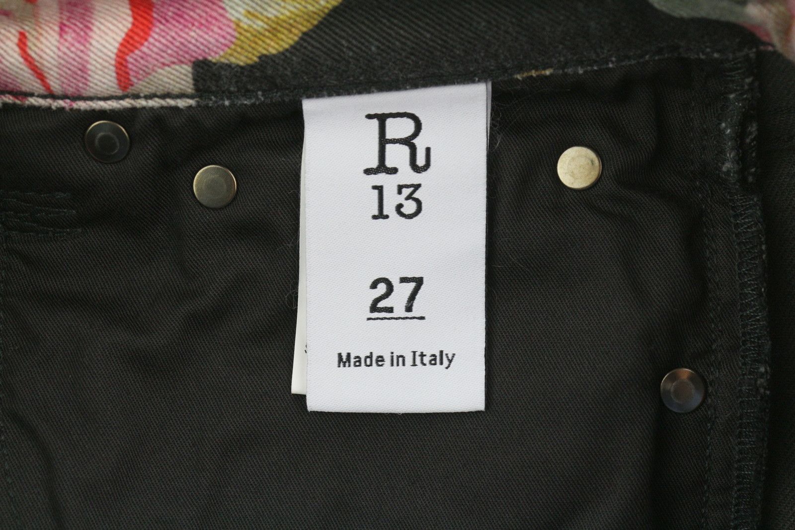 R13 KICK FIT 27 Rose Print Slim Straight Cropped Jeans 85847 Size 27" / US 4 / IT 40 - 7 Thumbnail