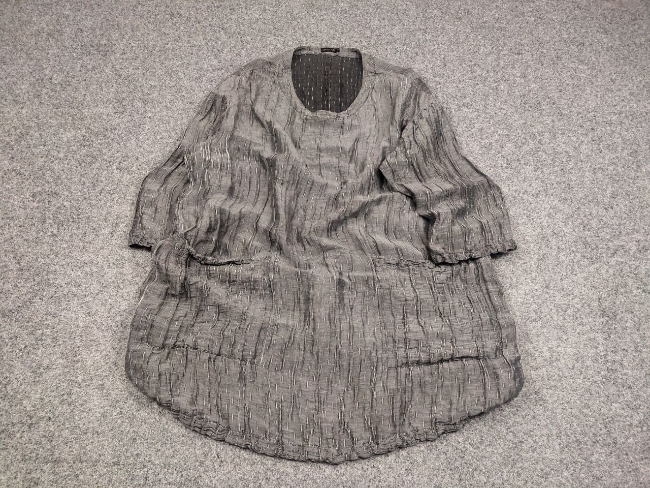 Designer Grizas Design Light Linen Silk Blend Dark Gray Tunic Size S / US 4 / IT 40 - 3 Thumbnail