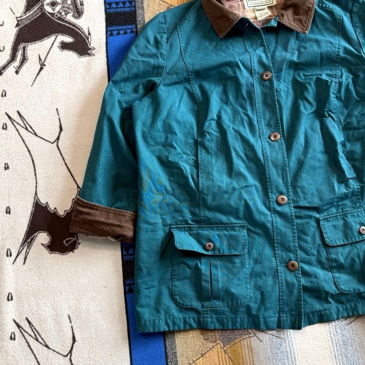 Vintage VINTAGE L.L. Bean Coat 3XL Teal Blue Corduroy Plaid Lined Womens Size XXL / US 16-18 / IT 52-54 - 6 Thumbnail