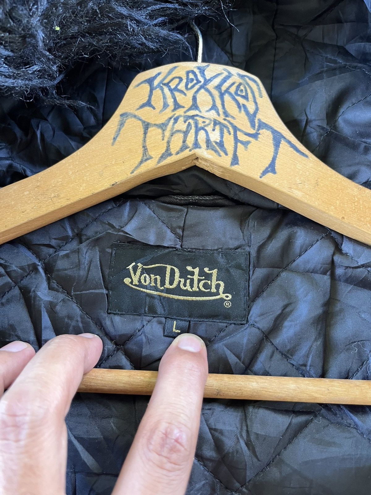 Vintage × Von Dutch Vintage Von Dutch Mohair Hoodie Button Jacket Size US L / EU 52-54 / 3 - 7 Thumbnail