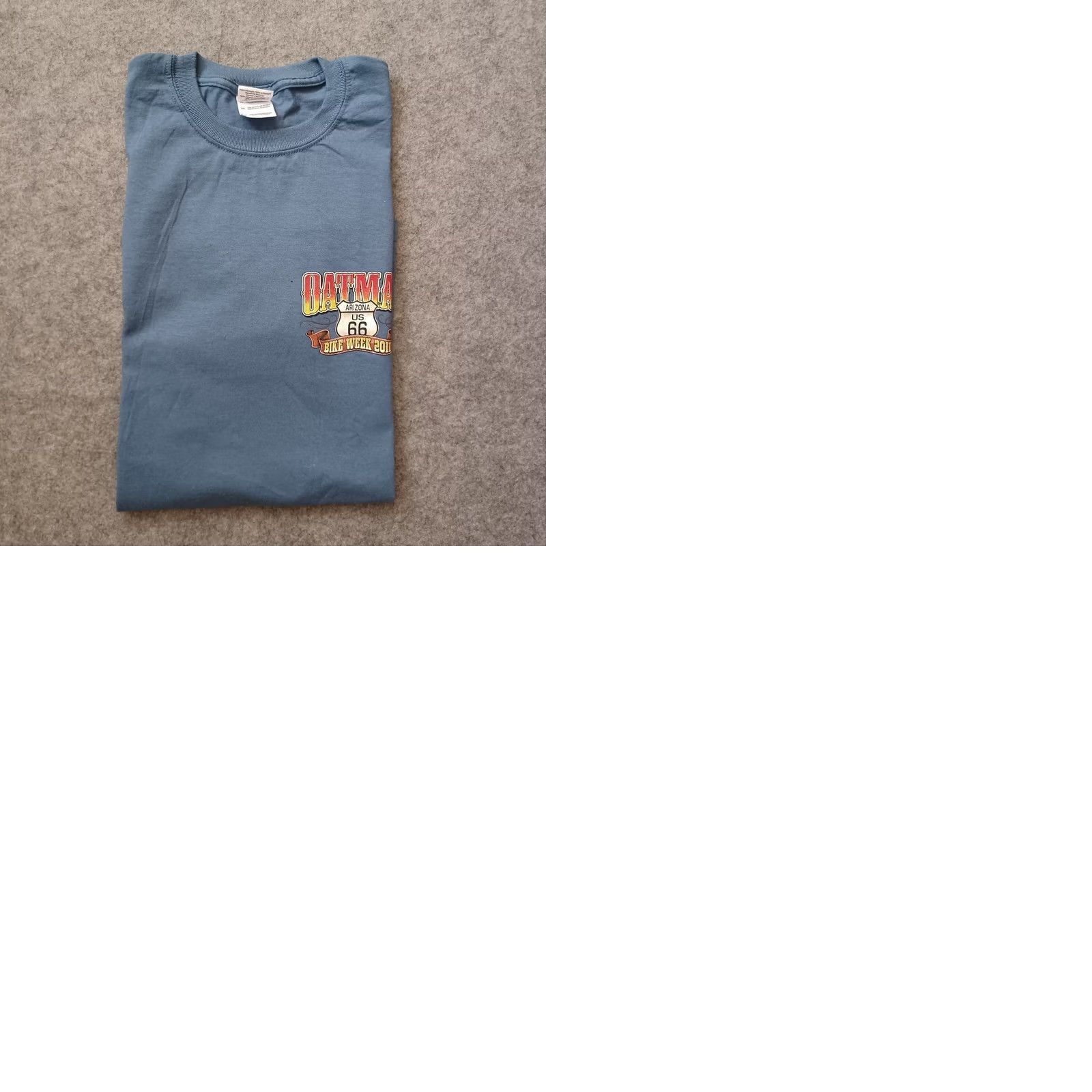 Gildan Oatman Bike Week Mens Shirt Medium Blue Logo US 66 Arizona Short Sleeve 2011 Size US M / EU 48-50 / 2 - 9 Thumbnail