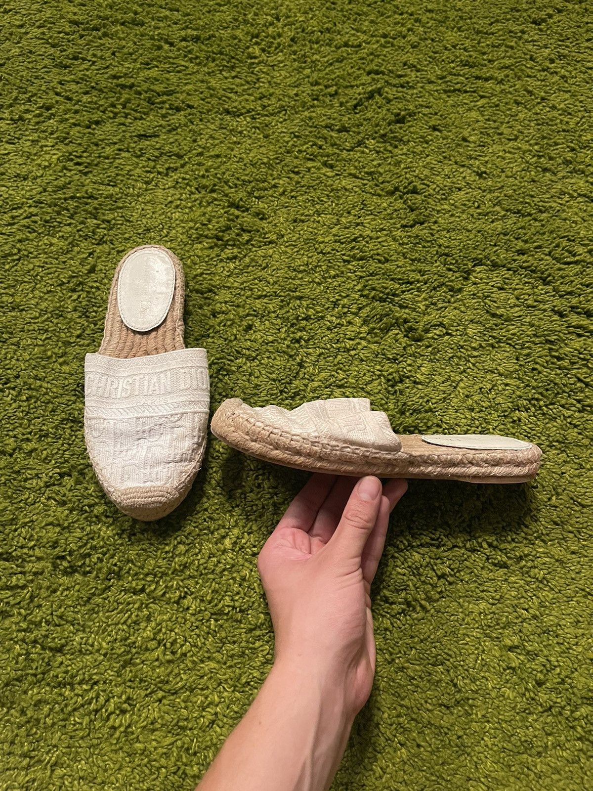 Christian Dior monogram espadrille flats mules
