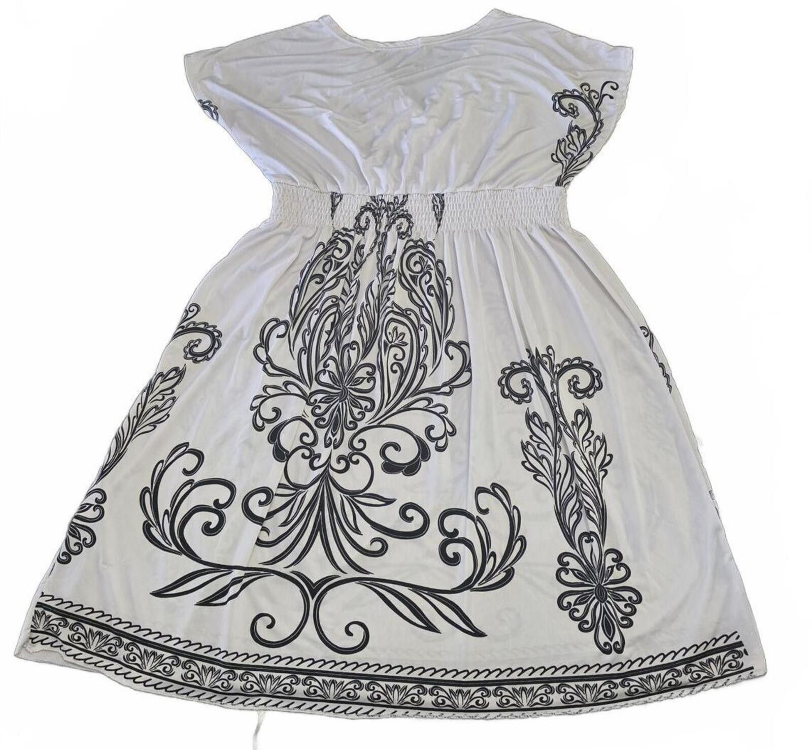 Other Second Skin NYC White V-Neck Damask Tunic Long Top Blouse M Size M / US 6-8 / IT 42-44 - 2 Thumbnail